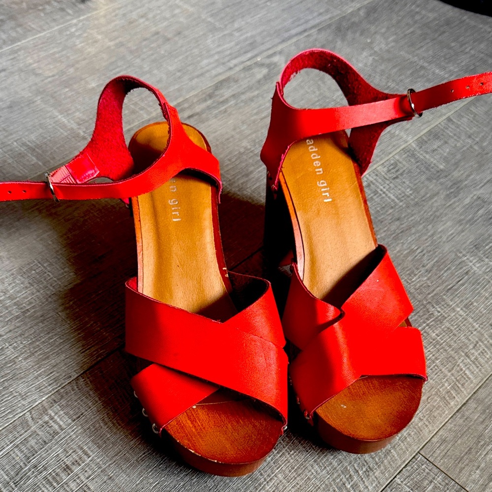 Madden Girl Bold Red Wedge Sandals